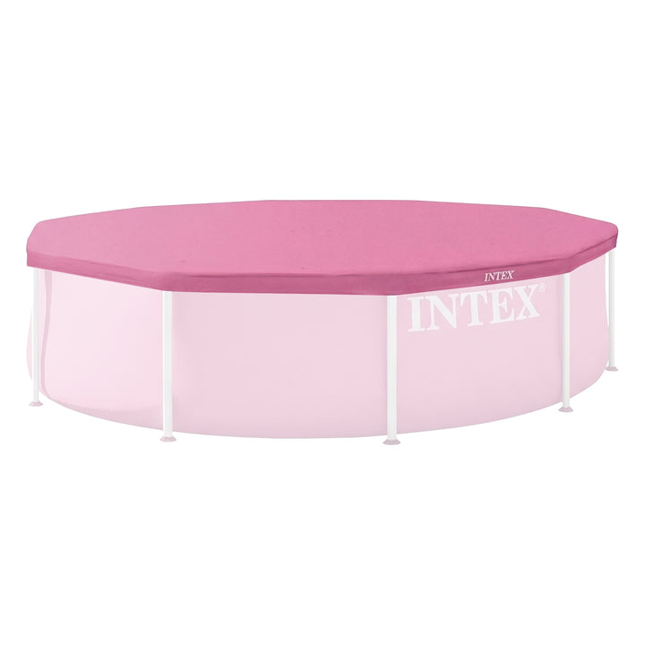 INTEX 10 Foot Round Metal Frame Outdoor Backyard Swimming Pool Cover, (Used)