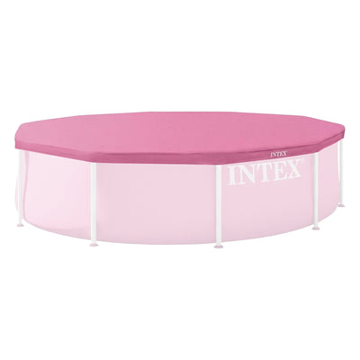 INTEX 10' x 30" Metal Frame Above Ground Swimming Pool with Round Cover, Pink