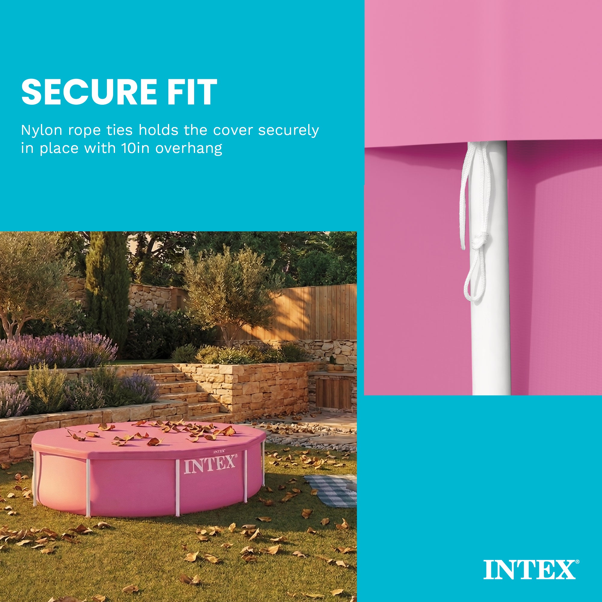 INTEX 10' x 30" Metal Frame Above Ground Swimming Pool with Round Cover, Pink