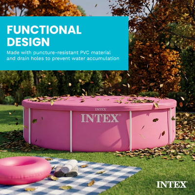 INTEX 10' x 30" Metal Frame Above Ground Swimming Pool with Round Cover, Pink