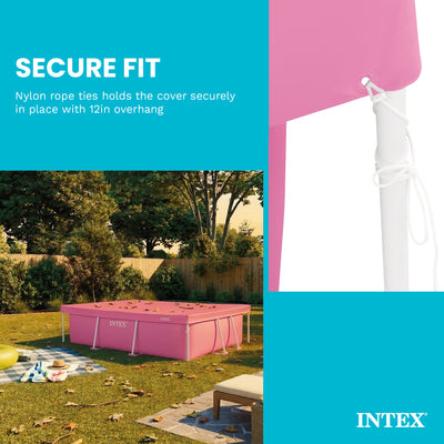 Intex 8.5'x5.4'x26" Metal Frame Above Ground Pool with Rectangular Cover, Pink