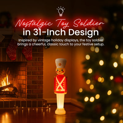 Union Products 31" Light-Up Christmas Toy Soldier, Outdoor Holiday Decor, 2 Pack - VMInnovations