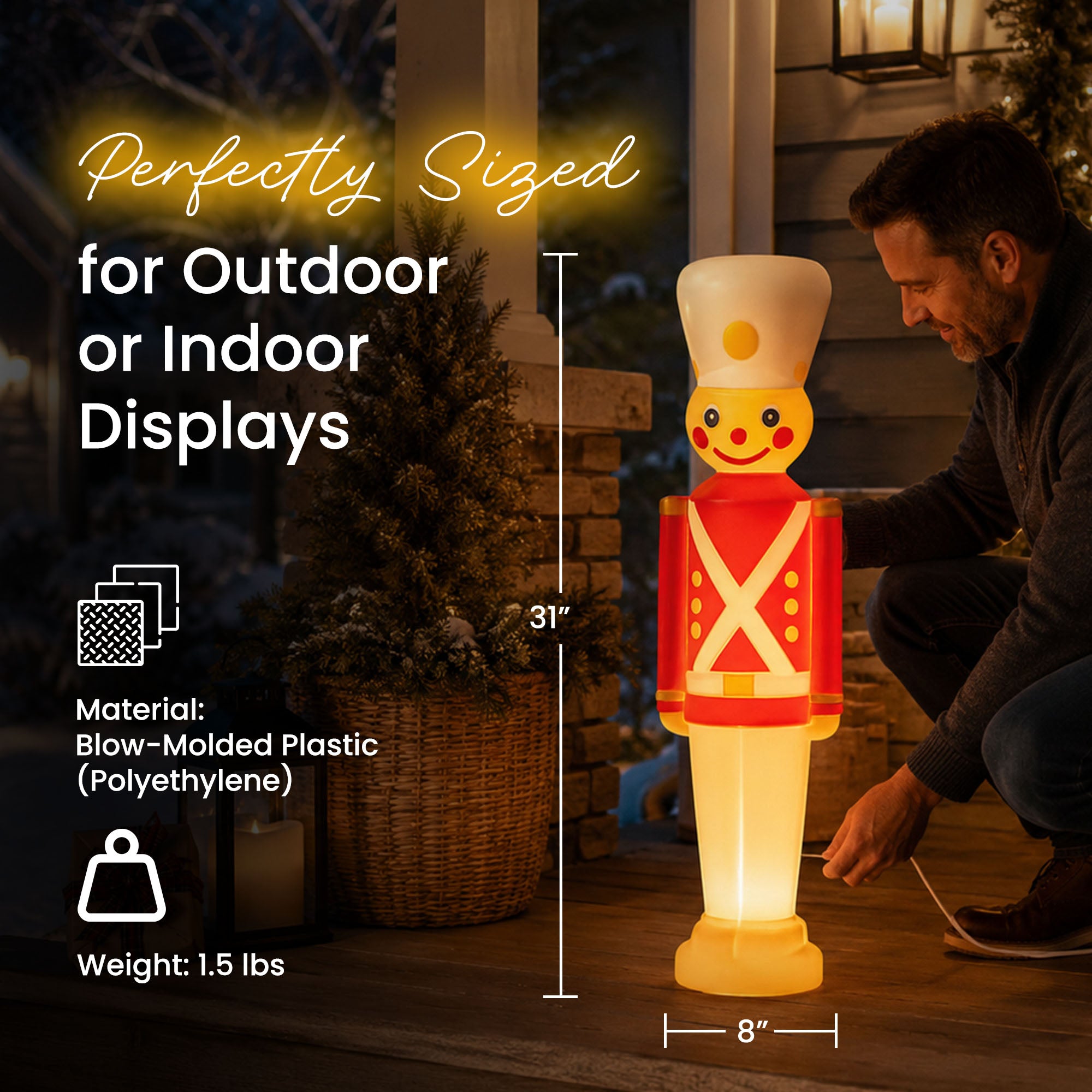 Union Products 31" Light-Up Christmas Toy Soldier, Outdoor Holiday Decoration - VMInnovations
