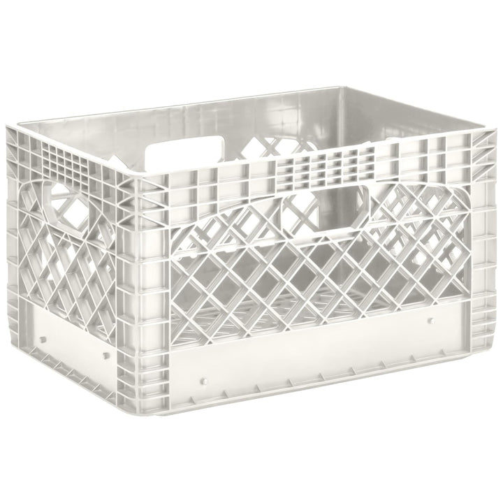 Juggernaut 24 Qt Storage Milk Crates Plastic Stackable Containers, White, 3 Pack