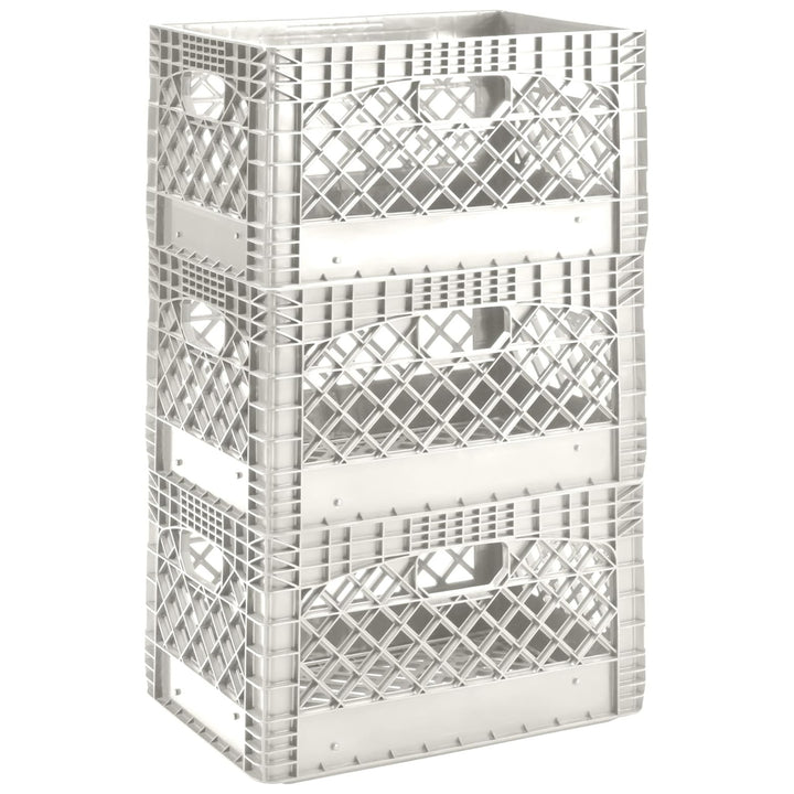 Juggernaut 24 Qt Storage Milk Crates Plastic Stackable Containers, White, 3 Pack