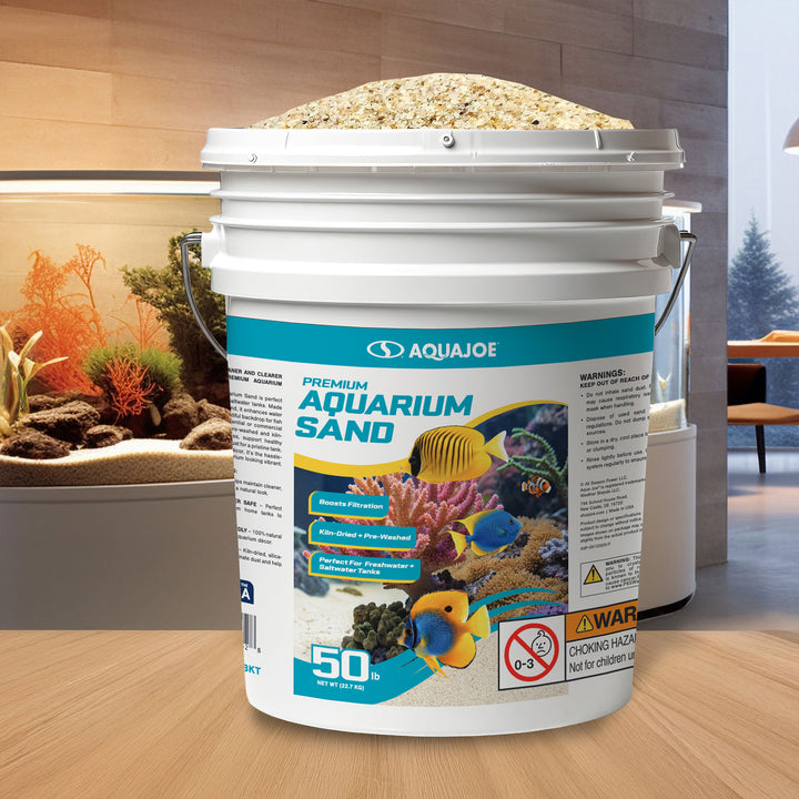 Aqua Joe Premium Aquarium Sand for Freshwater & Saltwater Tanks, 50 lbs. Bucket