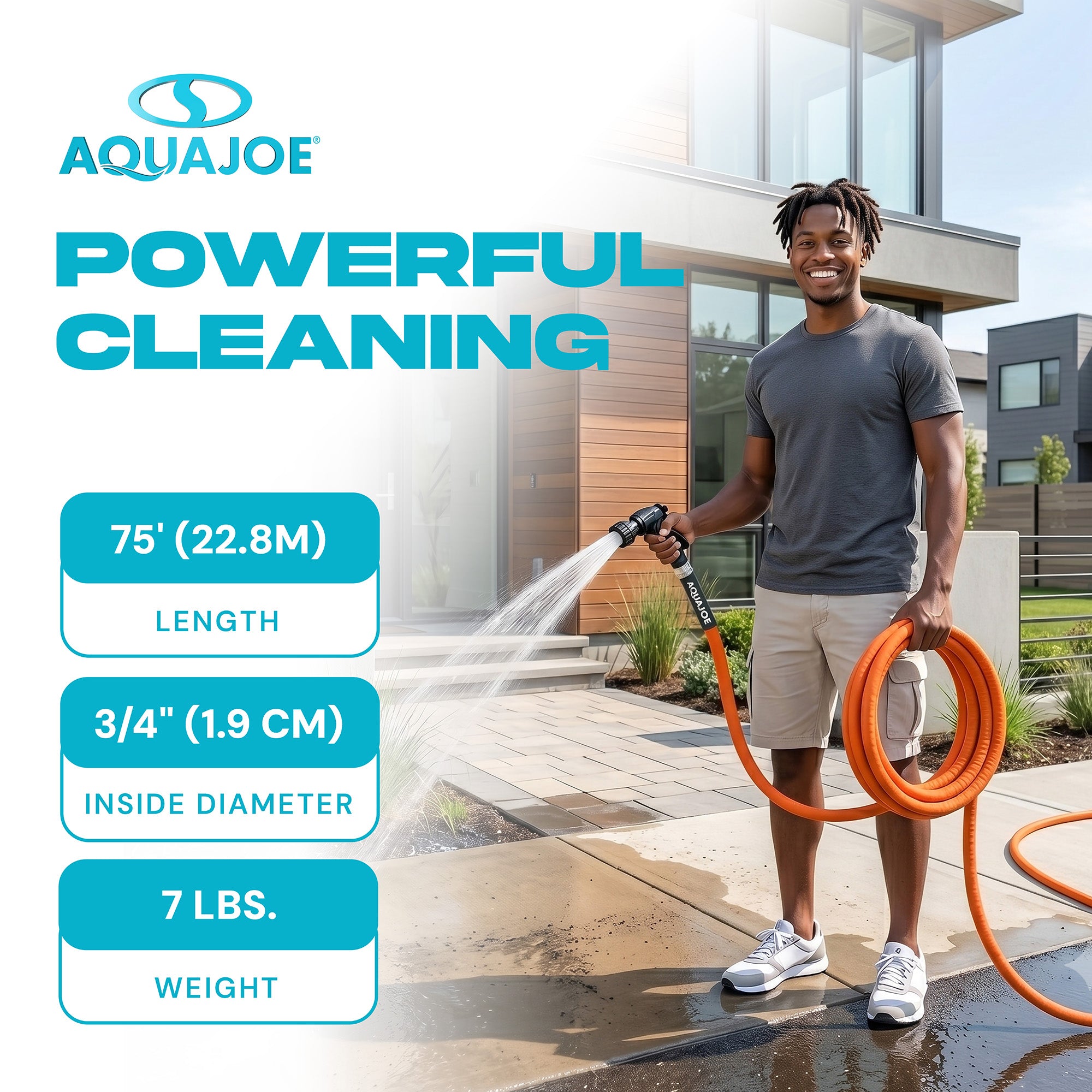 Aqua Joe FiberJacket Garden Hose, Kink-Resistant, 75' x 3/4" Diameter (Used) - VMInnovations