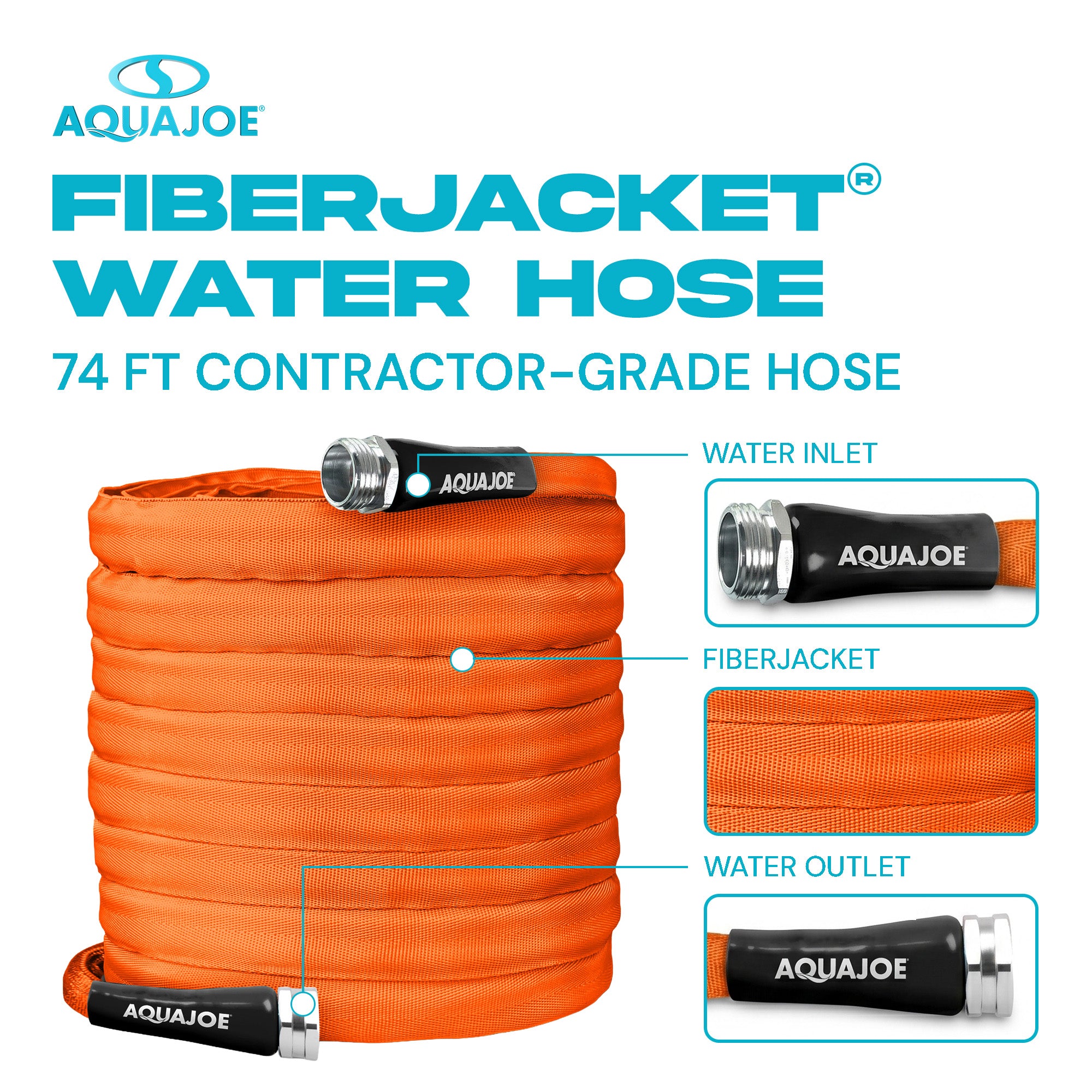 Aqua Joe FiberJacket Garden Hose, Kink-Resistant, 75' x 3/4" Diameter (Used) - VMInnovations