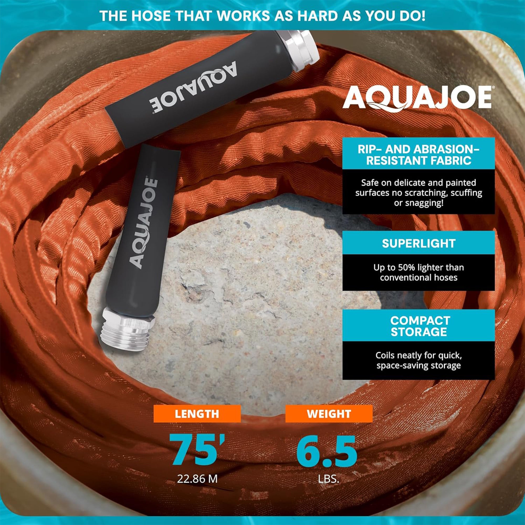 Aqua Joe FiberJacket Garden Hose, Kink-Resistant, 75' x 3/4" Diameter (Used) - VMInnovations