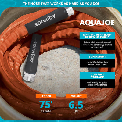 Aqua Joe FiberJacket Garden Hose, Kink-Resistant, 75' x 3/4" Diameter (Used) - VMInnovations