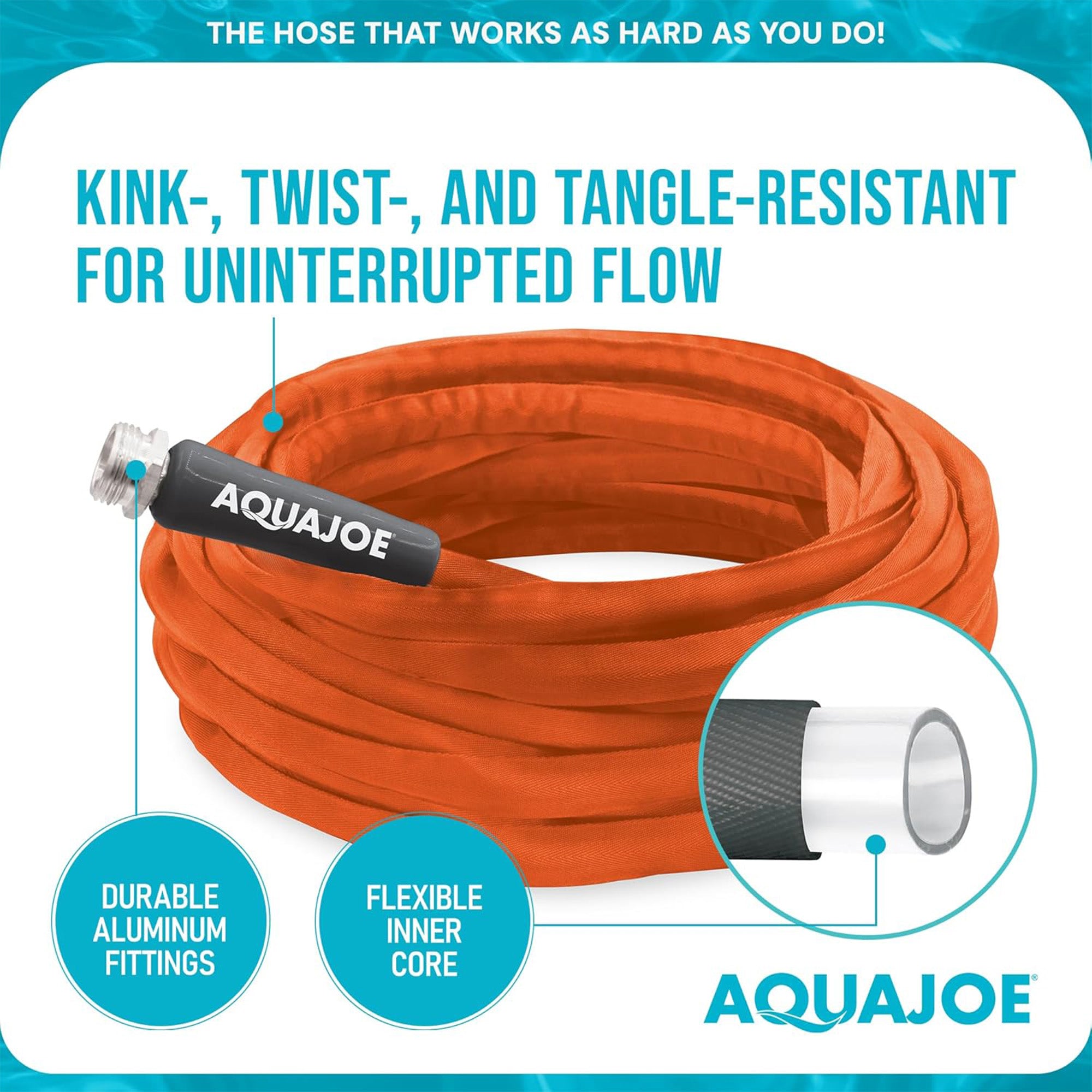 Aqua Joe FiberJacket Garden Hose, Kink-Resistant, 75' x 3/4" Diameter (Used) - VMInnovations