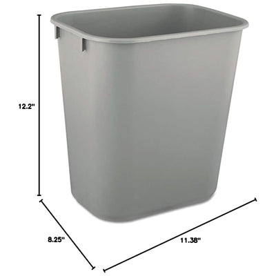 Rubbermaid Deskside Wastebasket, Plastic Trash Can, 3.5 Gallon, Gray, 6 Pack