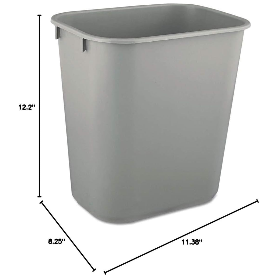Rubbermaid Deskside Wastebasket, Plastic Trash Can, 3.5 Gallon, Gray, 4 Pack