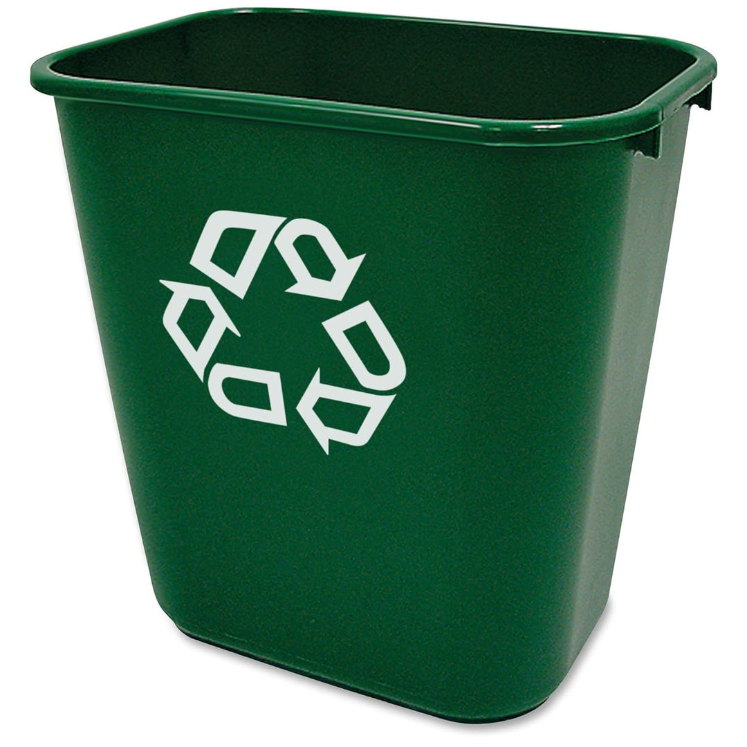 Rubbermaid Resin Deskside Recycling Trash Can, 7-Gal Plastic Bin, Green, 2 Pack