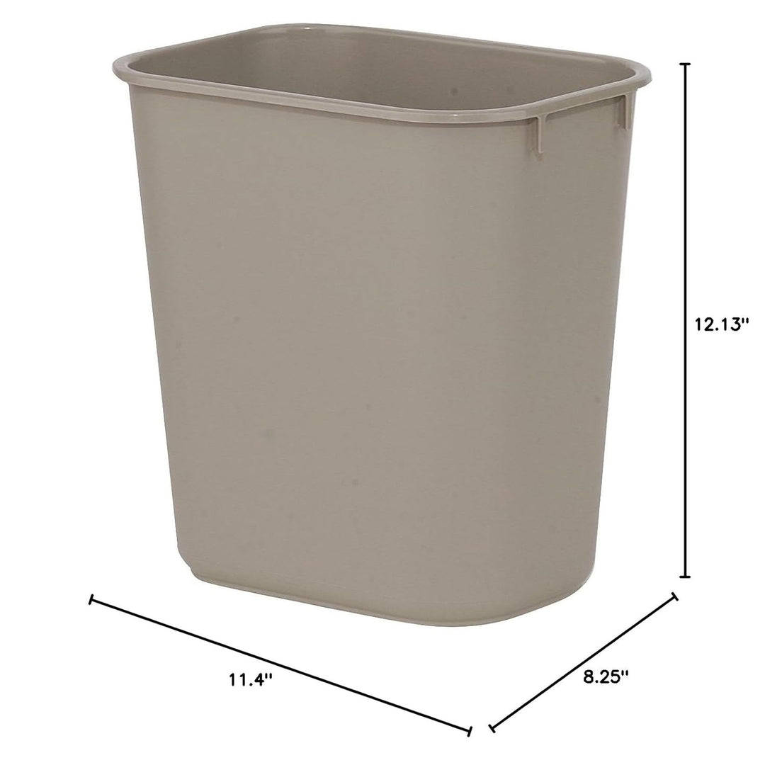 Rubbermaid Deskside Wastebasket, Plastic Trash Can, 3.5 Gallon, Beige, 6 Pack