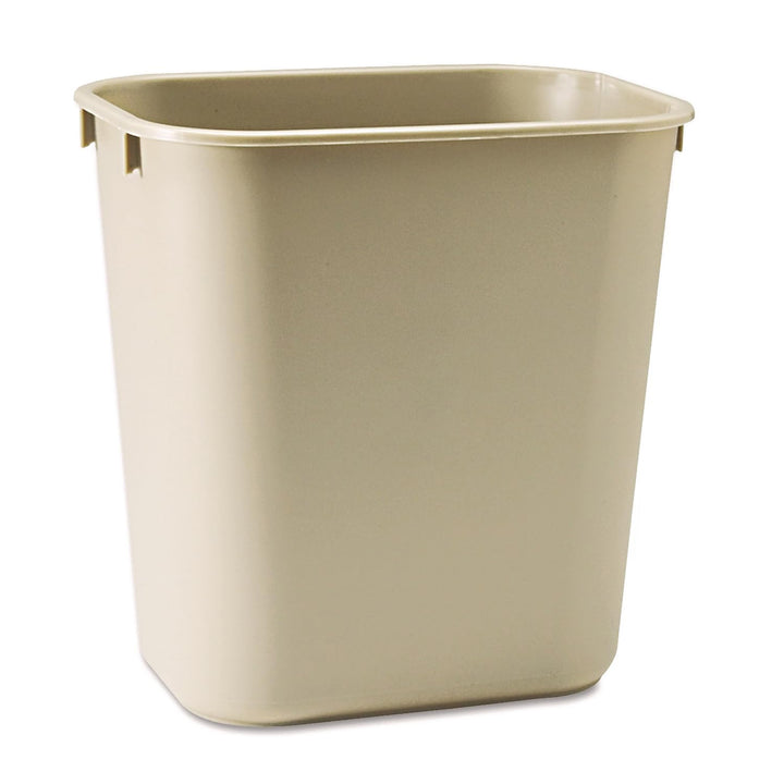 Rubbermaid Deskside Wastebasket, Plastic Trash Can, 3.5 Gallon, Beige, 4 Pack