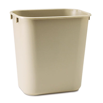 Rubbermaid Deskside Wastebasket, Versatile Plastic Trash Can, 3.5 Gallon, Beige