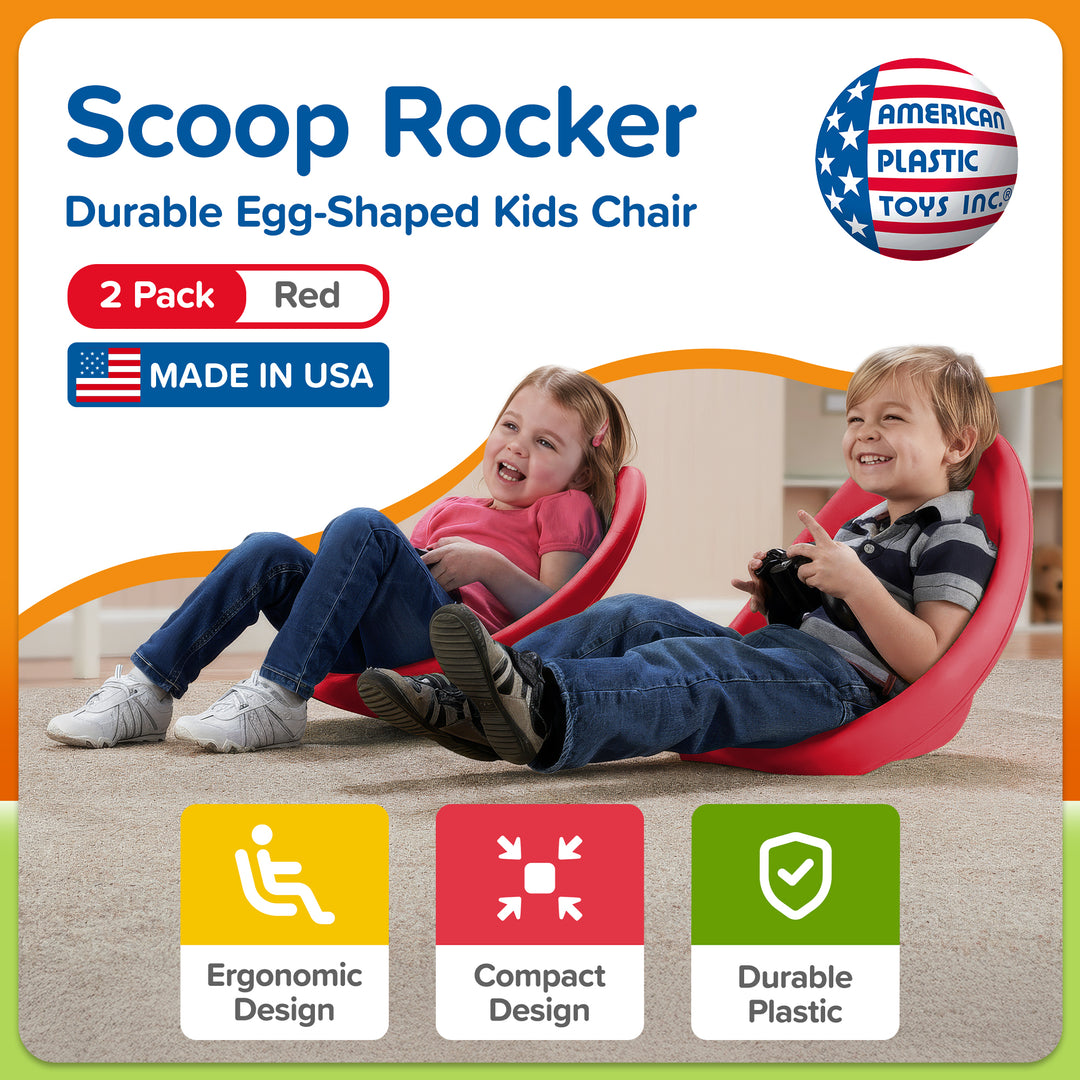 American Plastic Toys 2 Pack Scoop Rocker, Durable Egg-Shaped Chair (Open Box)
