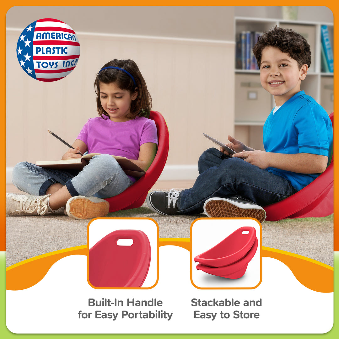 American Plastic Toys 2 Pack Scoop Rocker, Durable Egg-Shaped Kids Chair, Red