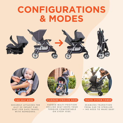 Baby Trend EZ Ride 35 Travel System Stroller Car Seat Combo for Baby (Open Box) - VMInnovations