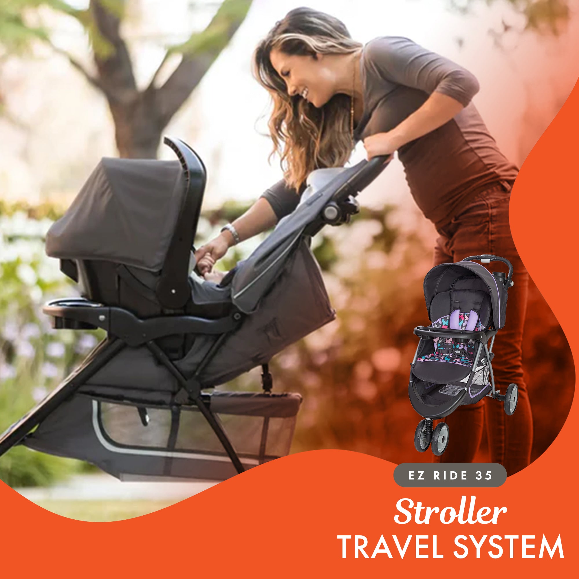 Baby Trend EZ Ride 35 Travel System Stroller Car Seat Combo for Baby (Open Box)