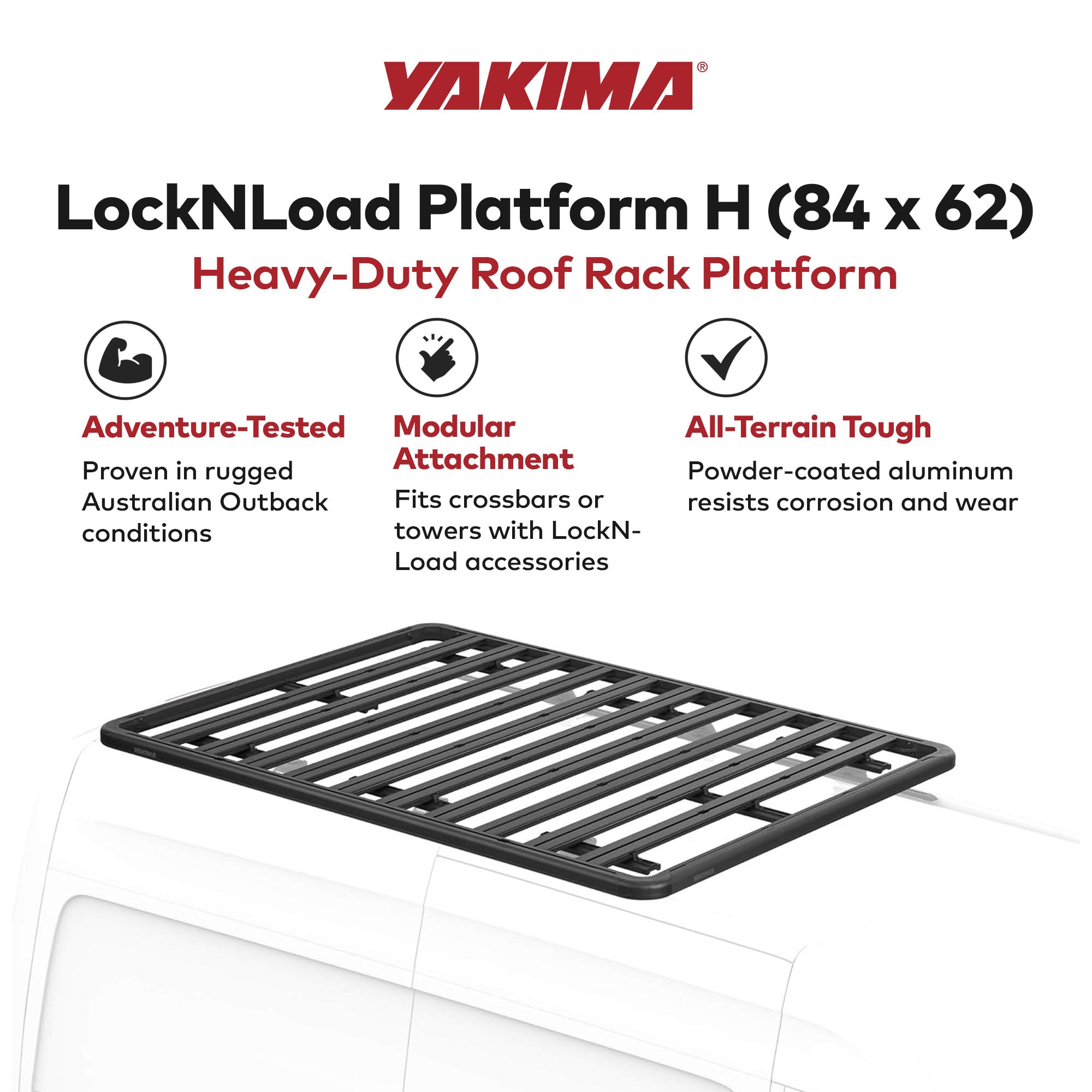 Yakima 84x62 Inch LockNLoad Heavy Duty Roof Rack Platform with Horizontal Slats - VMInnovations
