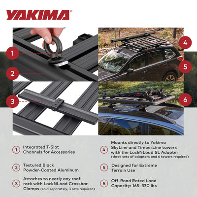 Yakima 84x62 Inch LockNLoad Heavy Duty Roof Rack Platform with Horizontal Slats - VMInnovations