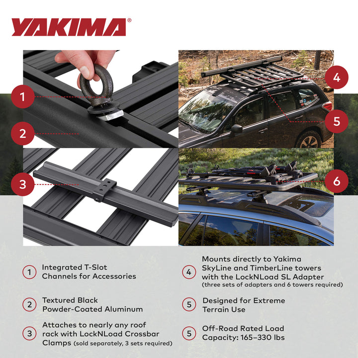 Yakima 84x62 Inch LockNLoad Heavy Duty Roof Rack Platform with Horizontal Slats