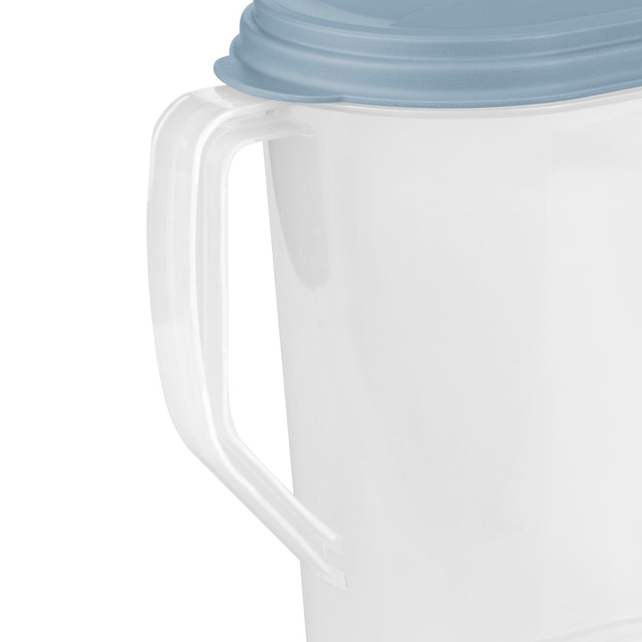 Sterilite 1 Gallon Plastic Hinged Pitcher with Comfort Grip Handle, Blue, 6 Pack