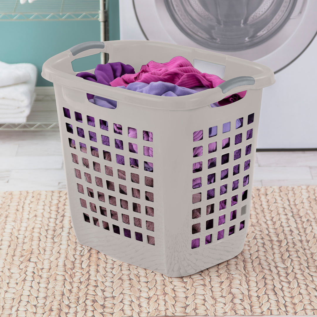 Sterilite Ultra Easy Carry Plastic Laundry Basket, 2.1 Bushel, Grey, 4 Pack