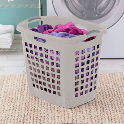 Sterilite Ultra Easy Carry Plastic Laundry Basket, 2.1 Bushel, Grey, 4 Pack - VMInnovations