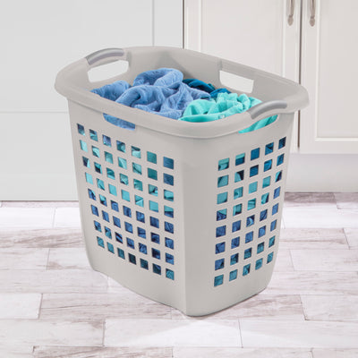Sterilite Ultra Easy Carry Plastic Laundry Basket, 2.1 Bushel, Grey, 4 Pack - VMInnovations