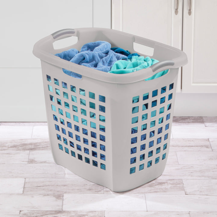 Sterilite Ultra Easy Carry Plastic Laundry Basket, 2.1 Bushel, Grey, 4 Pack