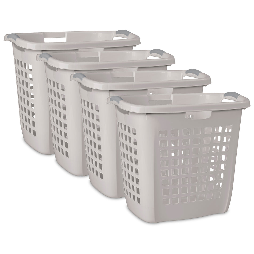Sterilite Ultra Easy Carry Plastic Laundry Basket, 2.1 Bushel, Grey, 4 Pack