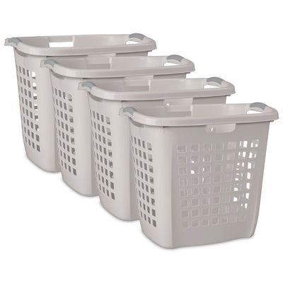 Sterilite Ultra Easy Carry Plastic Laundry Basket, 2.1 Bushel, Grey, 4 Pack - VMInnovations