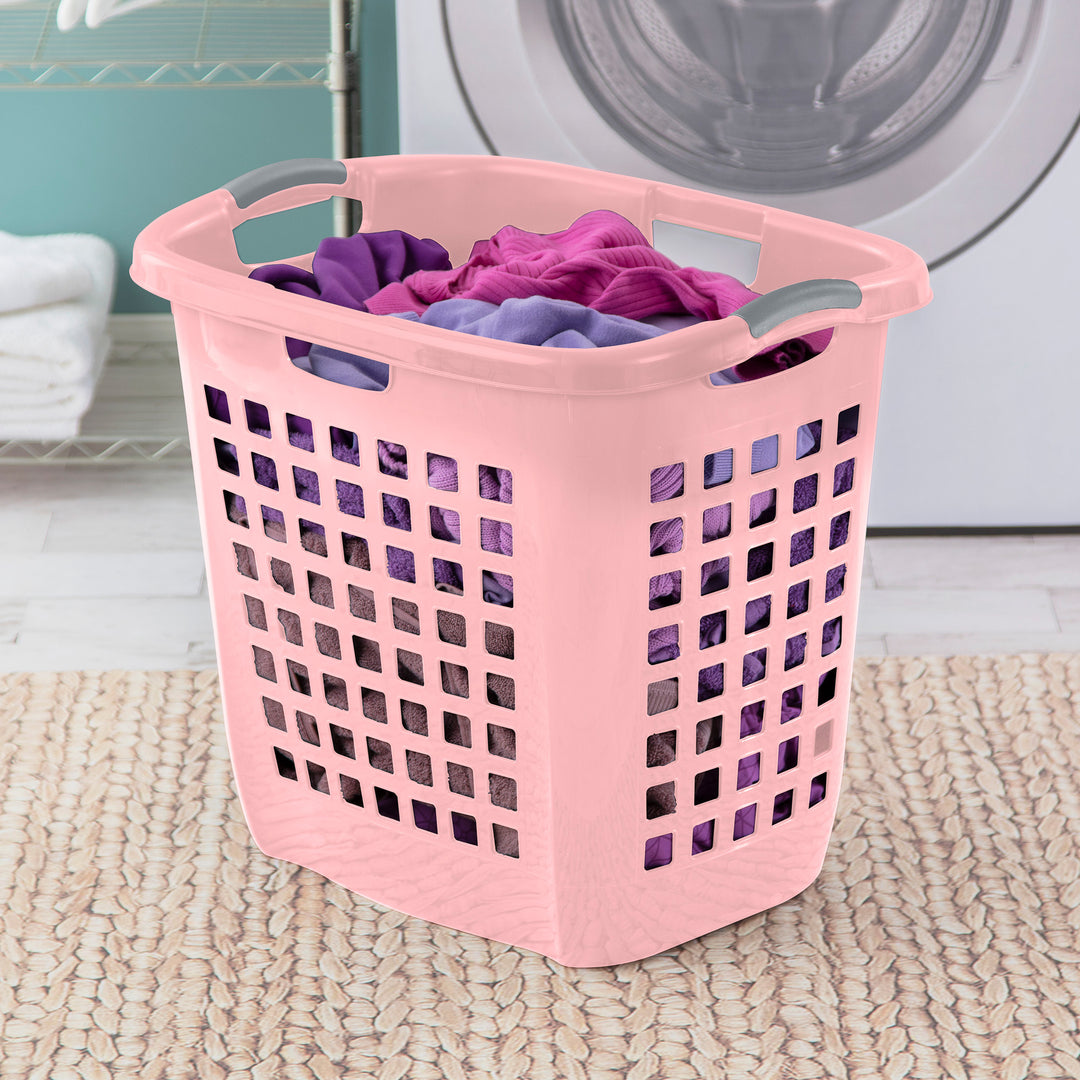 Sterilite Ultra Easy Carry Laundry Basket, 2.1 Bushel, Plastic, Pink, 4 Pack