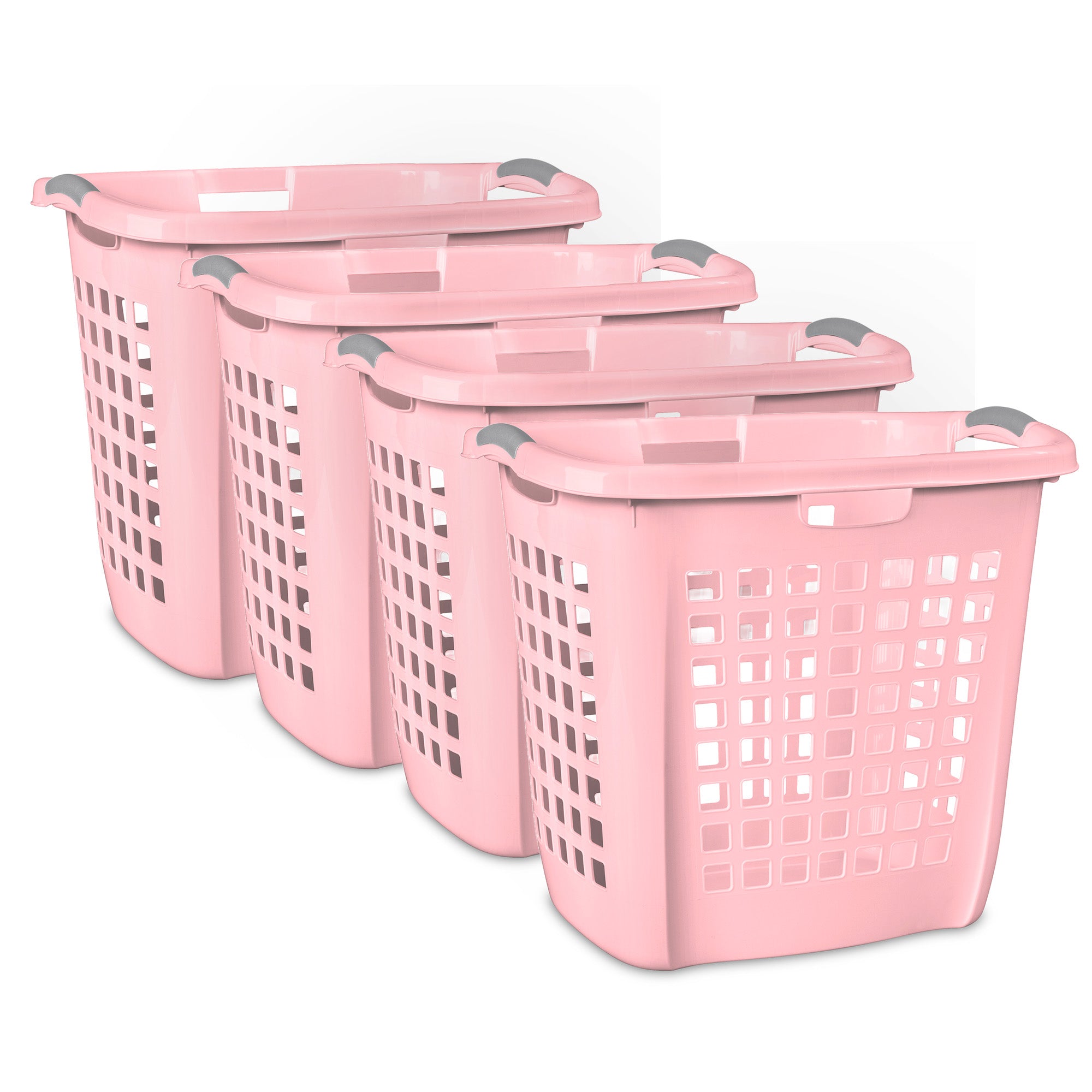 Sterilite Ultra Easy Carry Laundry Basket, 2.1 Bushel, Plastic, Pink, 4 Pack - VMInnovations
