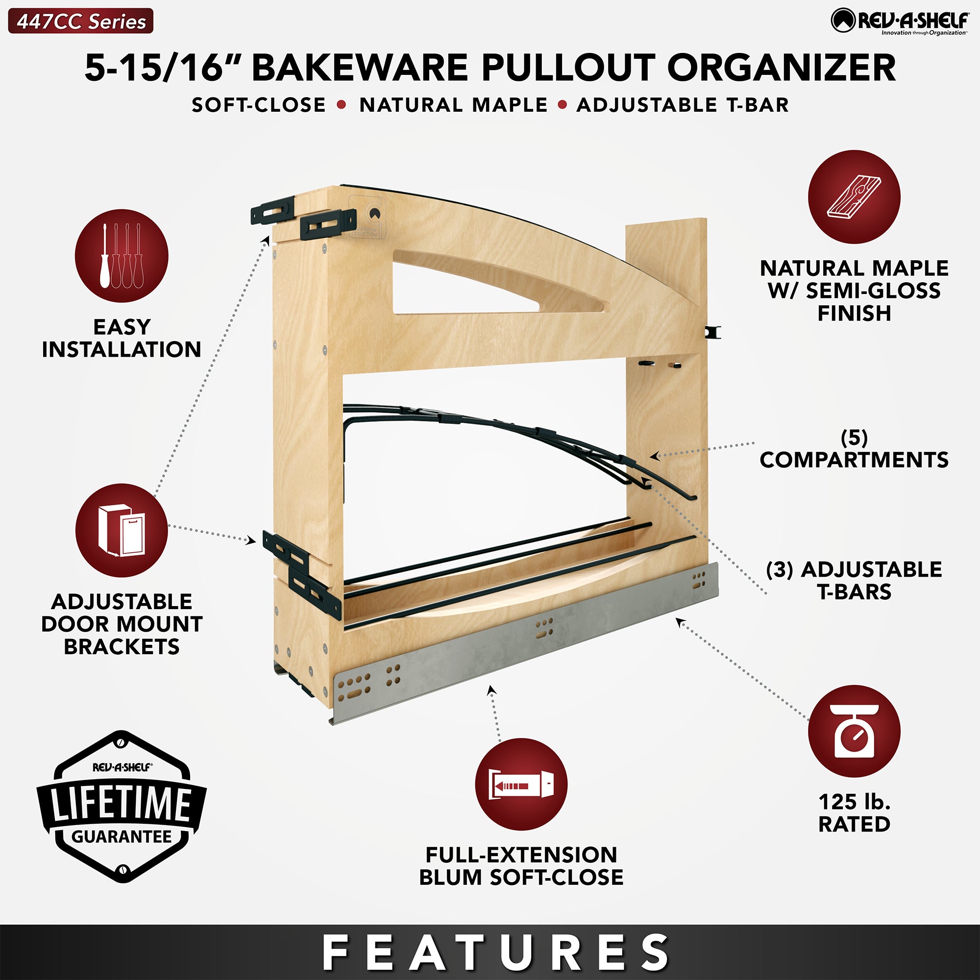 Rev-A-Shelf Foil Wrap Pullout Organizer w/ Soft-Close for 9" Base Cabinets