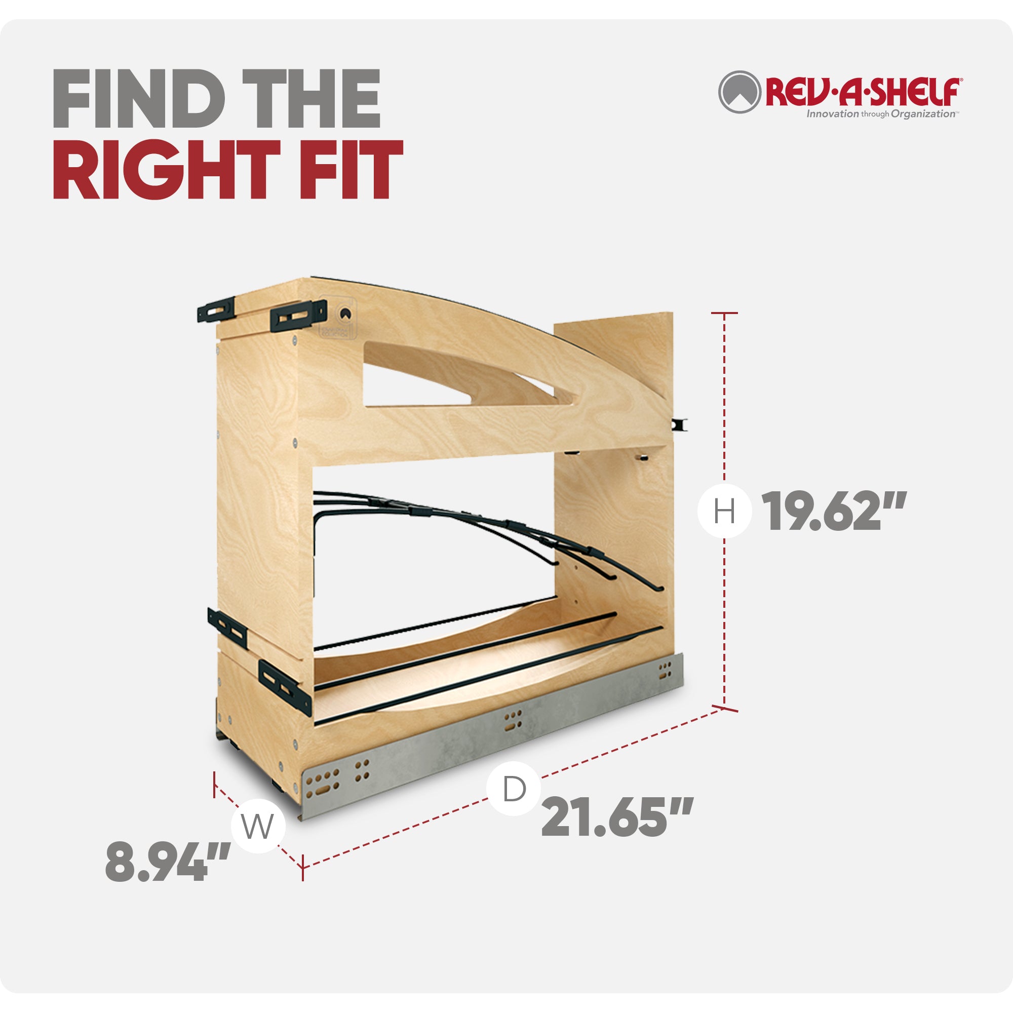 Rev-A-Shelf Foil Wrap Pullout Organizer w/ Soft-Close for 12" Base Cabinets - VMInnovations