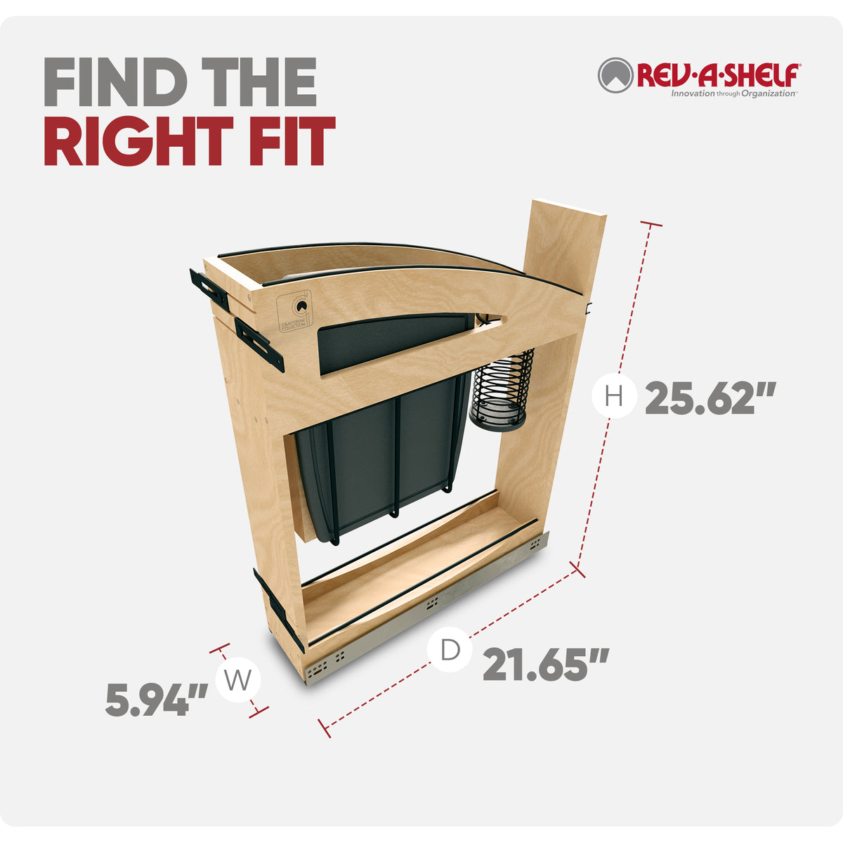 Rev-A-Shelf Knife Pullout Organizer with Soft-Close for 9" Base Cabinets - VMInnovations