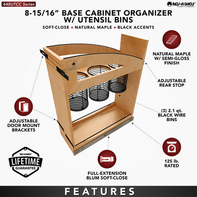 Rev-A-Shelf Utensil Pullout Organizer with Soft-Close for 12" Base Cabinets