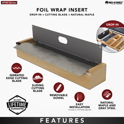 Rev-A-Shelf Foil Wrap Insert Organizer and Dispenser for Kitchen, Gray