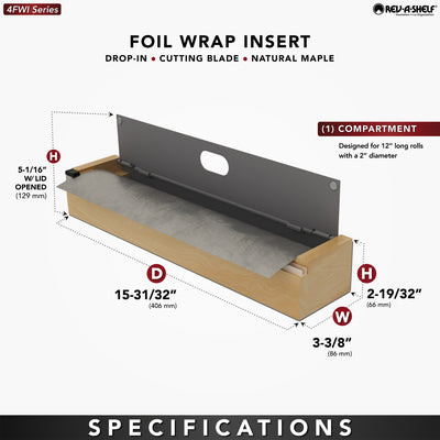 Rev-A-Shelf Foil Wrap Insert Organizer and Dispenser for Kitchen, Gray