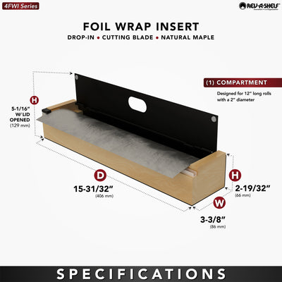 Rev-A-Shelf Foil Wrap Insert Organizer and Dispenser for Kitchen, Black