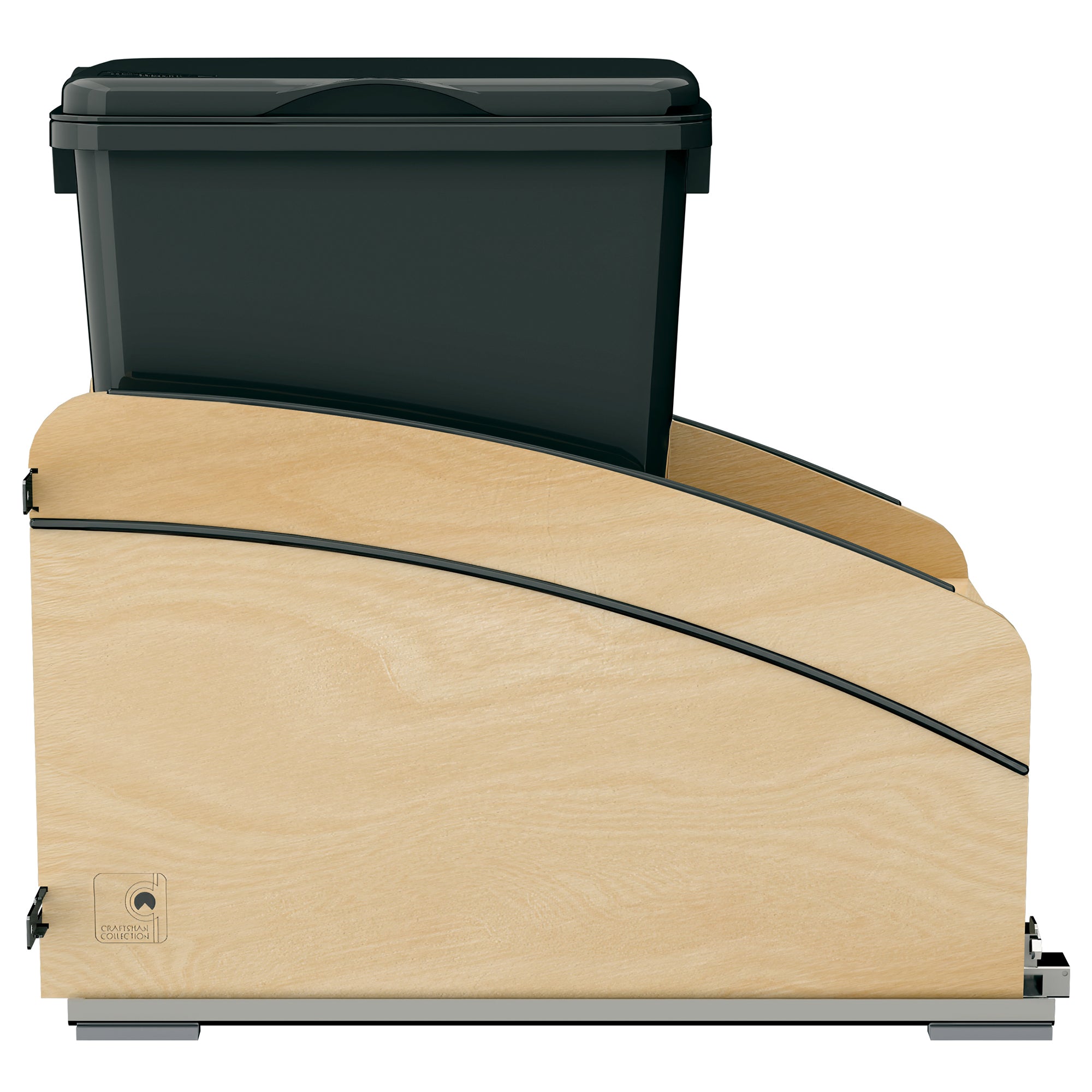 Rev-A-Shelf Maple Wood Pullout Waste Container, Soft-Close, 35 qt, Black - VMInnovations