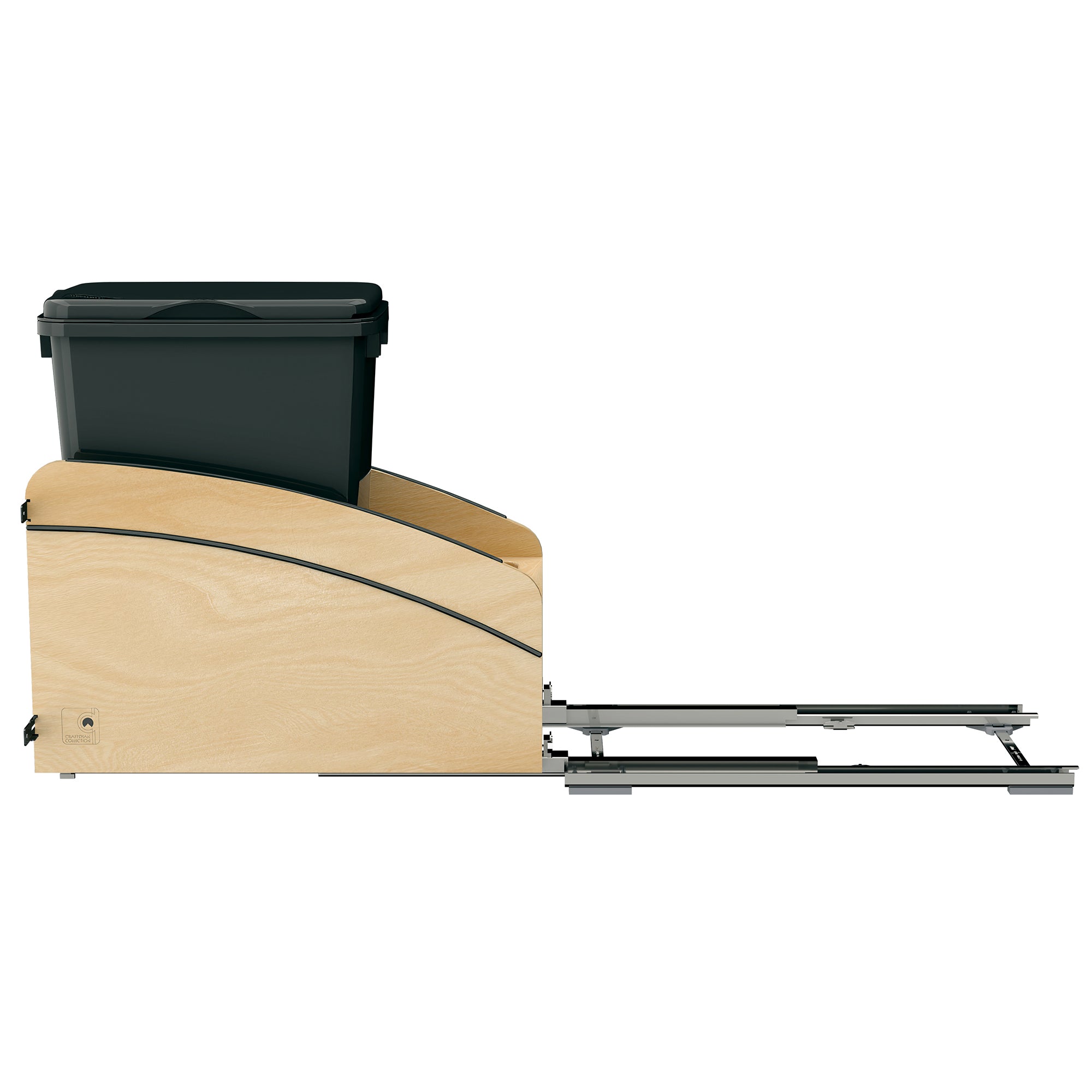 Rev-A-Shelf Maple Wood Pullout Waste Container, Soft-Close, 35 qt, Black - VMInnovations