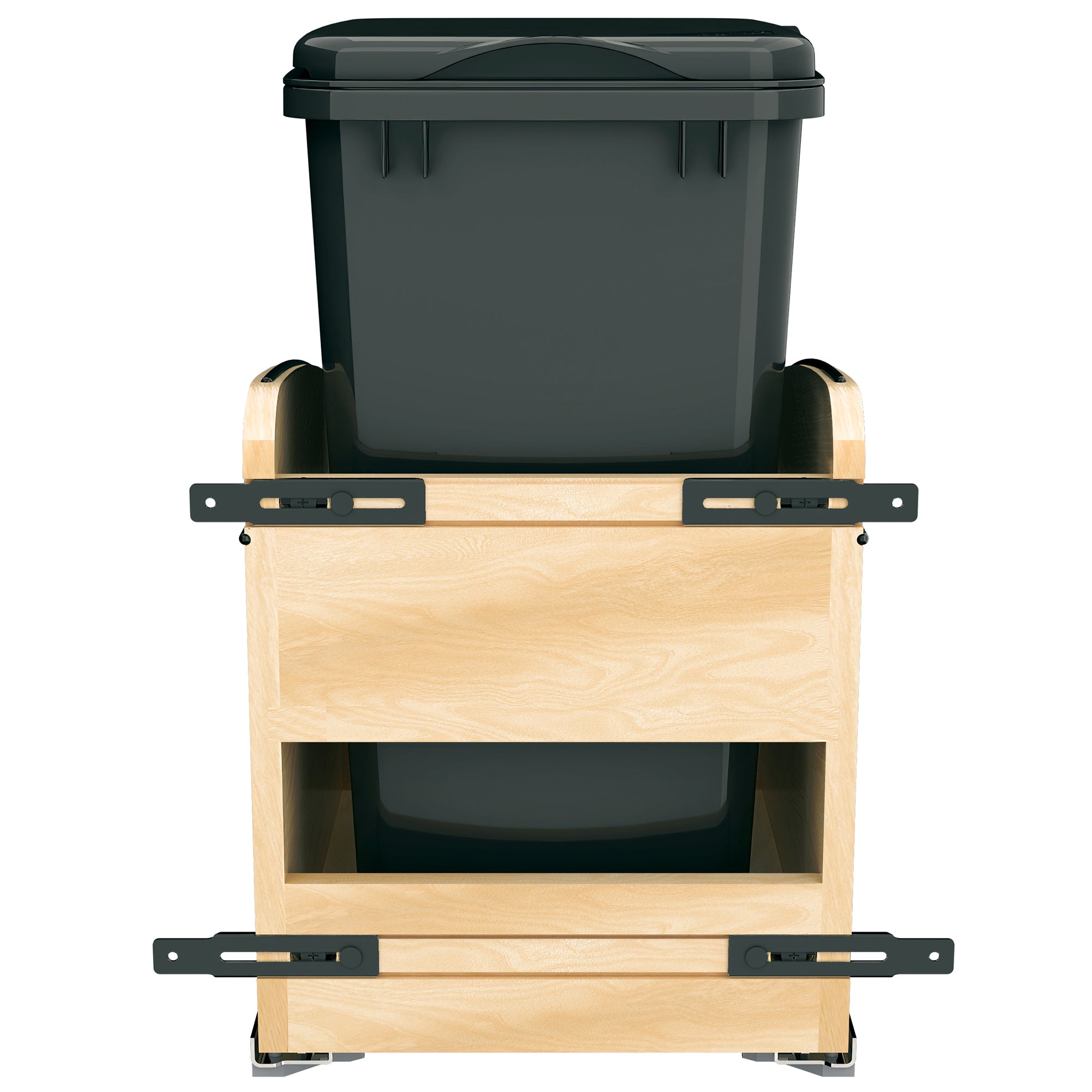 Rev-A-Shelf Maple Wood Pullout Waste Container, Soft-Close, 35 qt, Black - VMInnovations