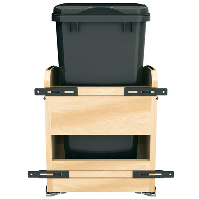Rev-A-Shelf Maple Wood Pullout Waste Container, Soft-Close, 35 qt, Black - VMInnovations