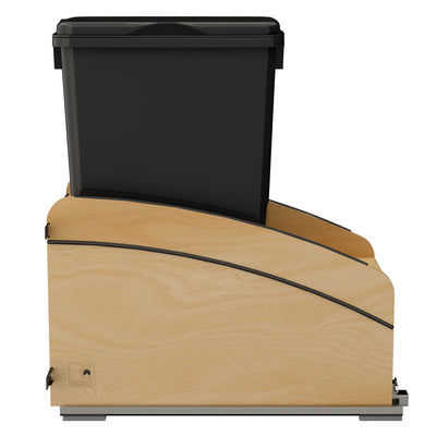 Rev-A-Shelf Maple Wood Pullout Waste Container, Soft-Close, 50 qt, Black