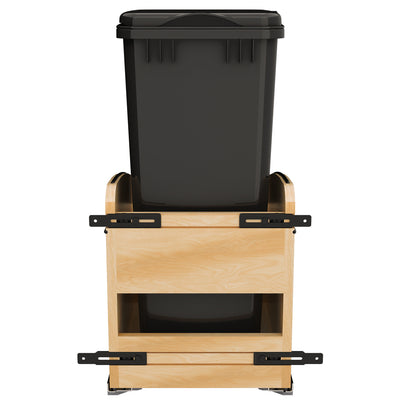 Rev-A-Shelf Maple Wood Pullout Waste Container, Soft-Close, 50 qt, Black